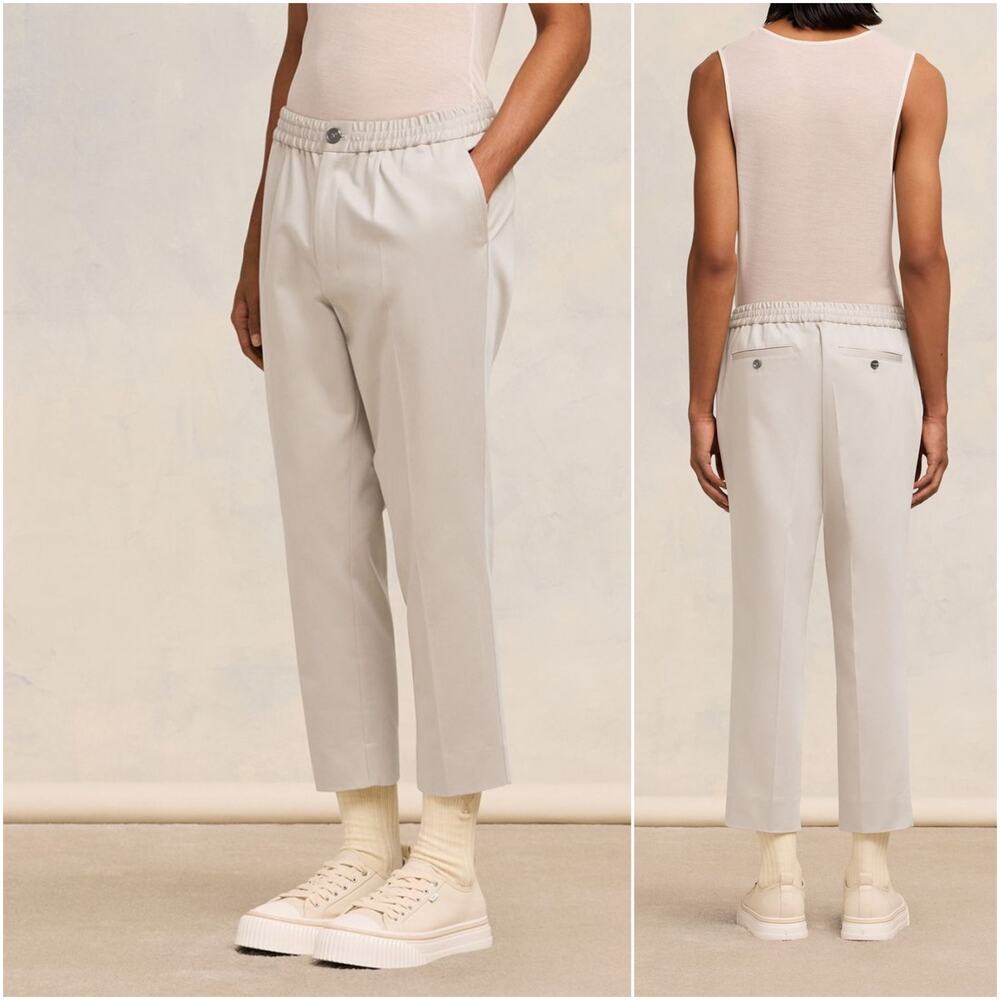 AMI Alexandre Mattiussi Beige Clair Elasticated Waist Trousers Medium